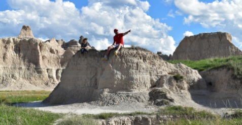 Alijah and his Dad discussing the best way to cross the Badlands. We decided to take the paved road.